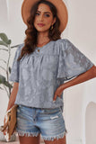 Round Neck Puff Sleeve Blouse - Trendsi - Flyclothing LLC