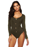 Button Detail Bodysuit - Trendsi - Flyclothing LLC