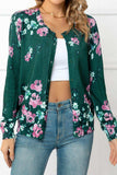 Floral Button Front Round Neck Cardigan - Trendsi - Flyclothing LLC