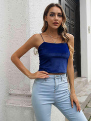Straight Neck Cropped Cami - Flyclothing LLC