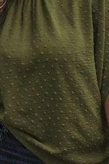 Plus Size Swiss Dot Tied Mock Neck Blouse - Trendsi - Flyclothing LLC