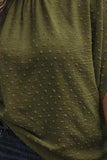 Plus Size Swiss Dot Tied Mock Neck Blouse - Trendsi - Flyclothing LLC