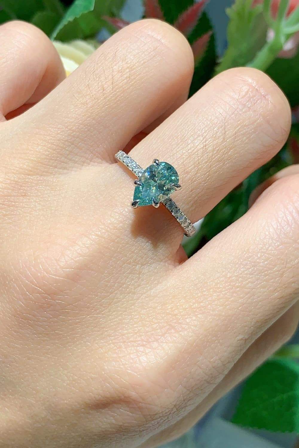 1.5 Carat Teardrop Shape Moissanite 925 Sterling Silver Ring - Trendsi - Flyclothing LLC