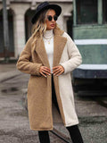 Contrast Dropped Shoulder Sherpa Coat - Trendsi - Flyclothing LLC