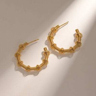 18K Gold-Plated Stainless Steel C-Hoop Earrings - Trendsi - Flyclothing LLC