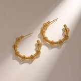 18K Gold-Plated Stainless Steel C-Hoop Earrings - Trendsi