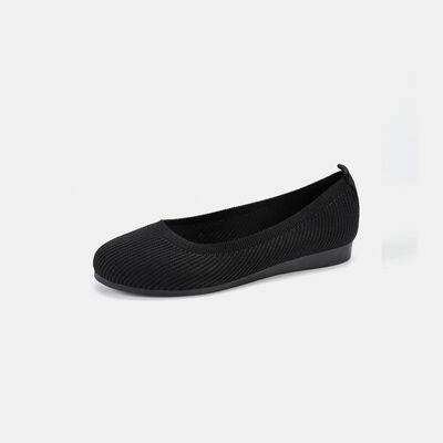 Round Toe Knit Ballet Flats - Trendsi - Flyclothing LLC