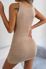 Decorative Button Sleeveless Cable-Knit Dress - Trendsi - Flyclothing LLC