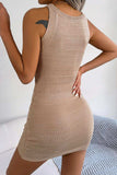 Decorative Button Sleeveless Cable-Knit Dress - Trendsi - Flyclothing LLC