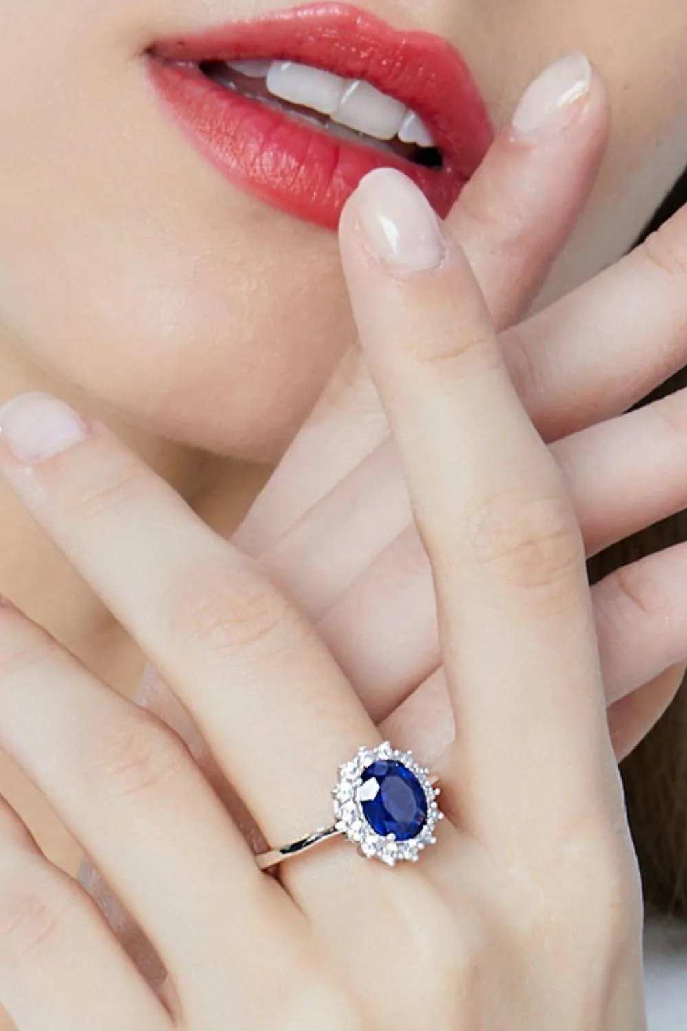 Synthetic Sapphire 925 Sterling Silver Ring - Trendsi - Flyclothing LLC