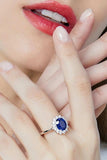 Synthetic Sapphire 925 Sterling Silver Ring - Trendsi - Flyclothing LLC