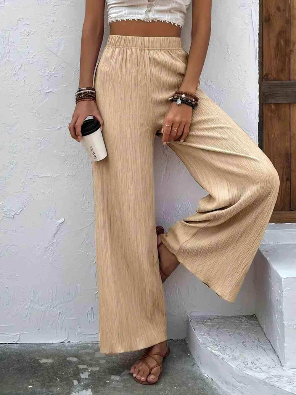 Full Size High Waist Wide Leg Pants - Trendsi - Flyclothing LLC
