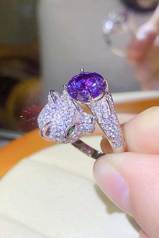 2 Carat Moissanite Adjustable Animal Bypass Ring - Trendsi - Flyclothing LLC