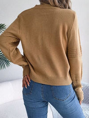 Round Neck Long Sleeve Sweater - Trendsi