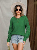 Openwork Round Neck Raglan Sleeve Sweater - Trendsi - Flyclothing LLC