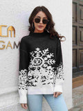 Snowflake Pattern Mock Neck Sweater - Trendsi - Flyclothing LLC