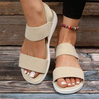 Rubber Open Toe Low Heel Sandals - Trendsi - Flyclothing LLC