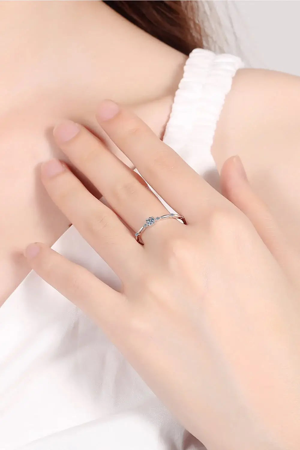 Moissanite 925 Sterling Silver Rhodium-Plated Ring - Trendsi - Flyclothing LLC
