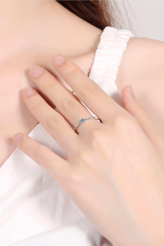 Moissanite 925 Sterling Silver Rhodium-Plated Ring - Trendsi - Flyclothing LLC