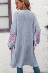 Fringe Sleeve Dropped Sholder Cardigan - Trendsi - Flyclothing LLC