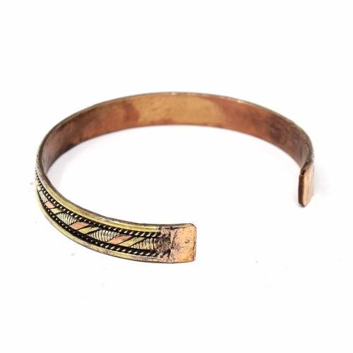 Copper and Brass Cuff Bracelet: Healing Twist - DZI (J) - Flyclothing LLC