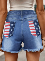 Raw Hem Denim Shorts with Pockets - Trendsi - Flyclothing LLC