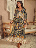 Floral V-Neck Midi Dress - Trendsi - Flyclothing LLC