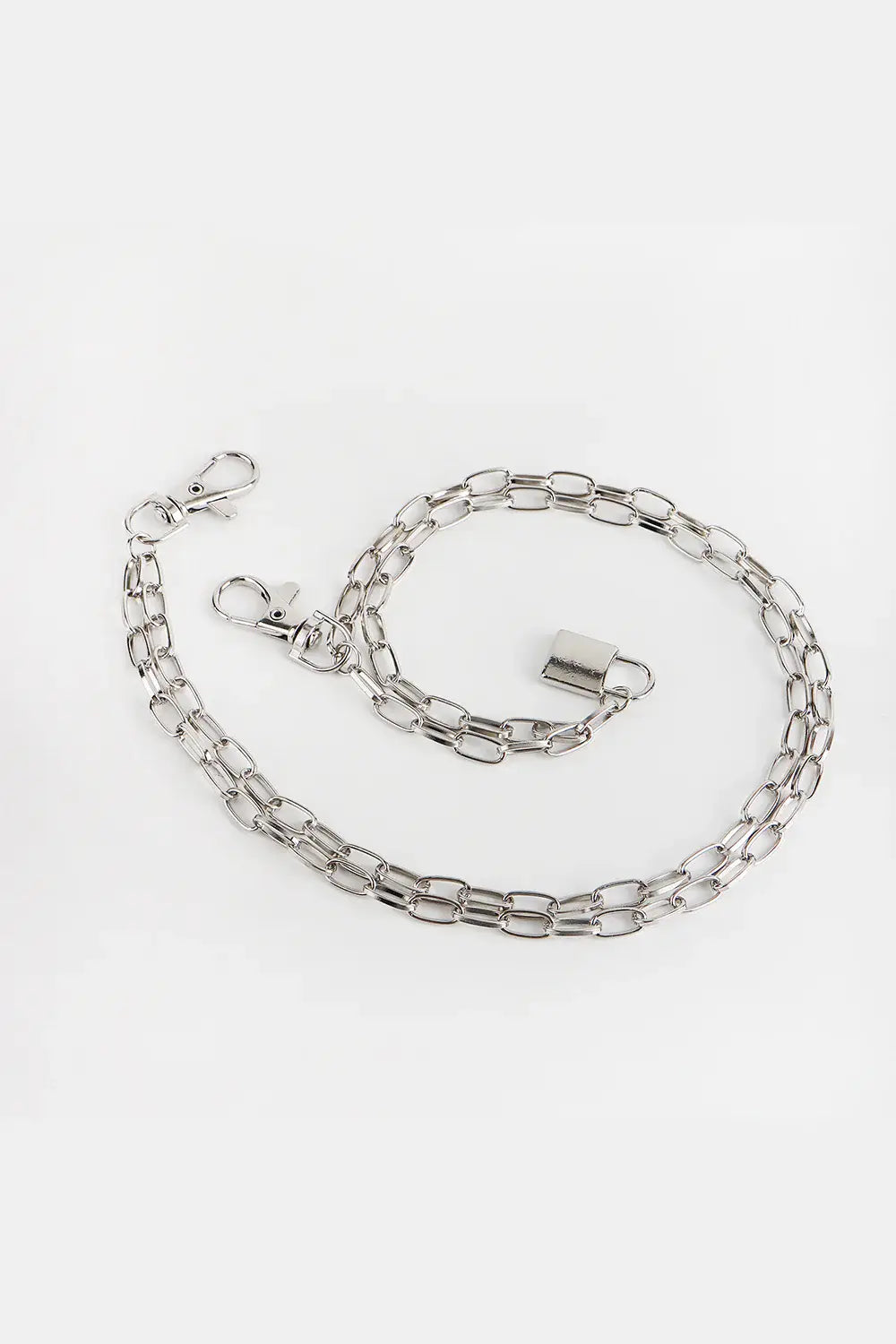 Double Layered Iron Chain Belt with Lock Charm - Trendsi - Flyclothing LLC