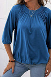 Gathered Detail Round Neck T-Shirt - Trendsi - Flyclothing LLC