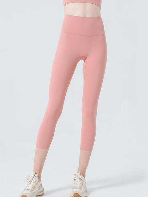 Wide Waistband Cropped Sports Leggings - Trendsi - Flyclothing LLC