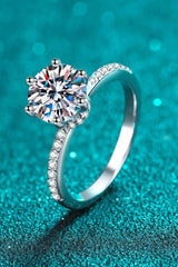 925 Sterling Silver 2 Carat Moissanite Ring - Trendsi - Flyclothing LLC