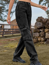 High Waist Cargo Jeans - Trendsi - Flyclothing LLC