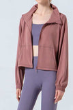 Drawstring Zip Up Dropped Shoulder Active Outerwear - Trendsi - Flyclothing LLC