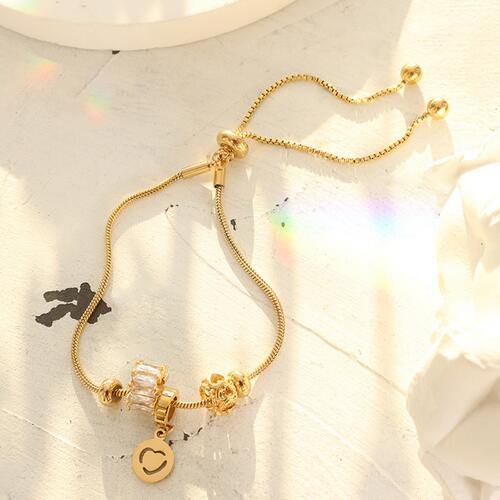 Heart Charm Titanium Steel Bracelet - Trendsi