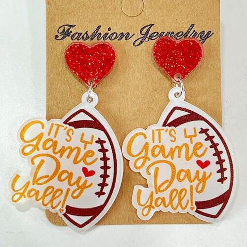 Heart Shape Sports Theme Acrylic Dangle Earrings - Trendsi