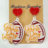 Heart Shape Sports Theme Acrylic Dangle Earrings - Trendsi