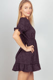VERY J Floral Textured Woven Ruffled Mini Dress - Flyclothing LLC