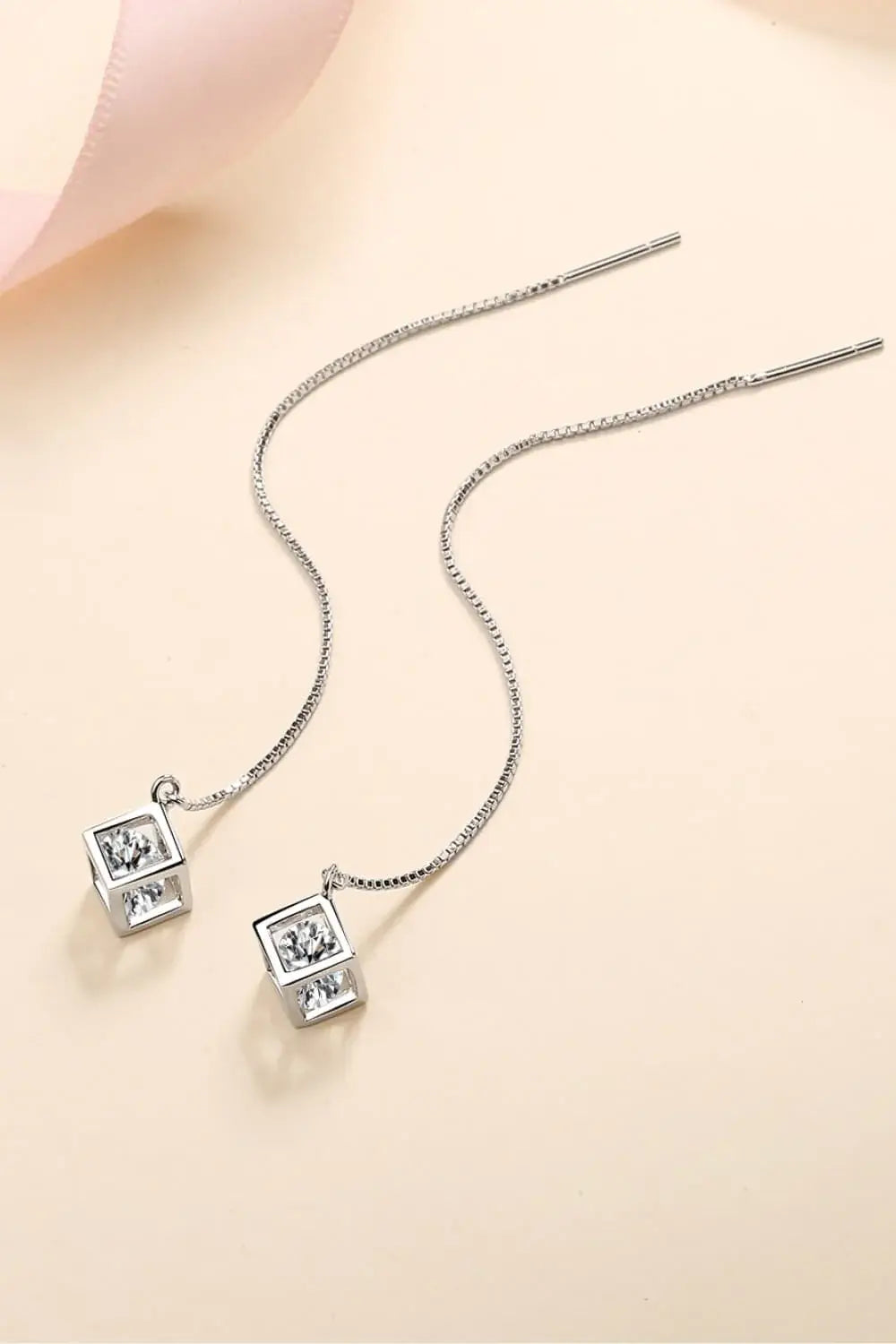 2 Carat Moissanite 925 Sterling Silver Threader Earrings - Trendsi - Flyclothing LLC