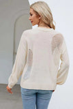 Openwork Round Neck Dropped Shoulder Knit Top - Trendsi - Flyclothing LLC