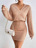 Lace Detail V-Neck Mini Dress - Trendsi