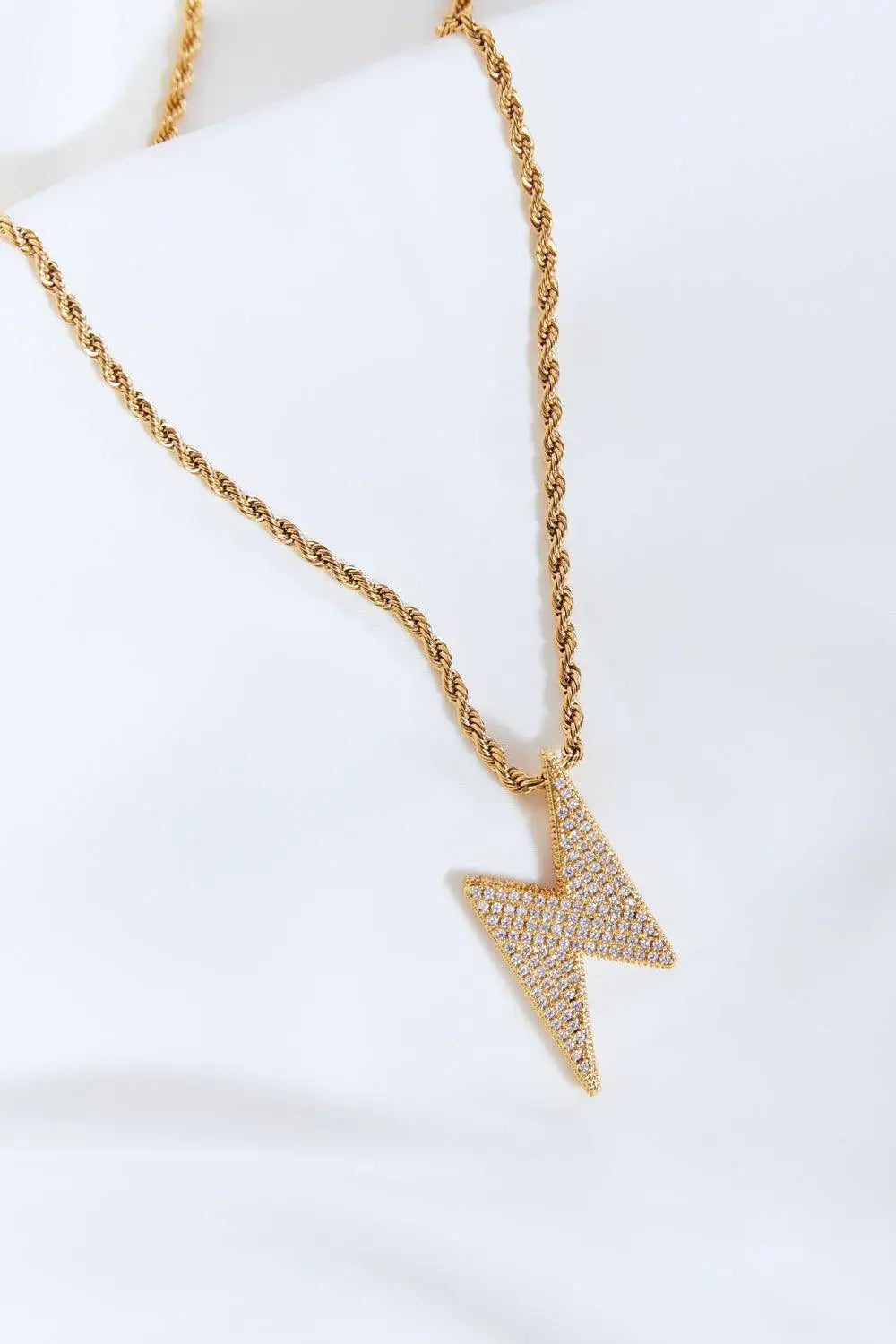 GNJ MANUFACTURING Cubic Zirconia Lightning Pendant Necklace - Trendsi - Flyclothing LLC