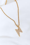 GNJ MANUFACTURING Cubic Zirconia Lightning Pendant Necklace - Trendsi