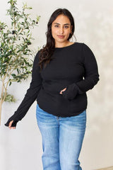 Culture Code Full Size Ribbed Round Neck Long Sleeve Top - Trendsi