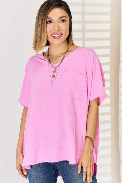 Zenana Texture Short Sleeve T-Shirt - Trendsi - Flyclothing LLC