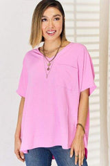 Zenana Texture Short Sleeve T-Shirt - Trendsi - Flyclothing LLC