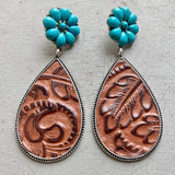 Turquoise Flower Teardrop Earrings - Trendsi - Flyclothing LLC