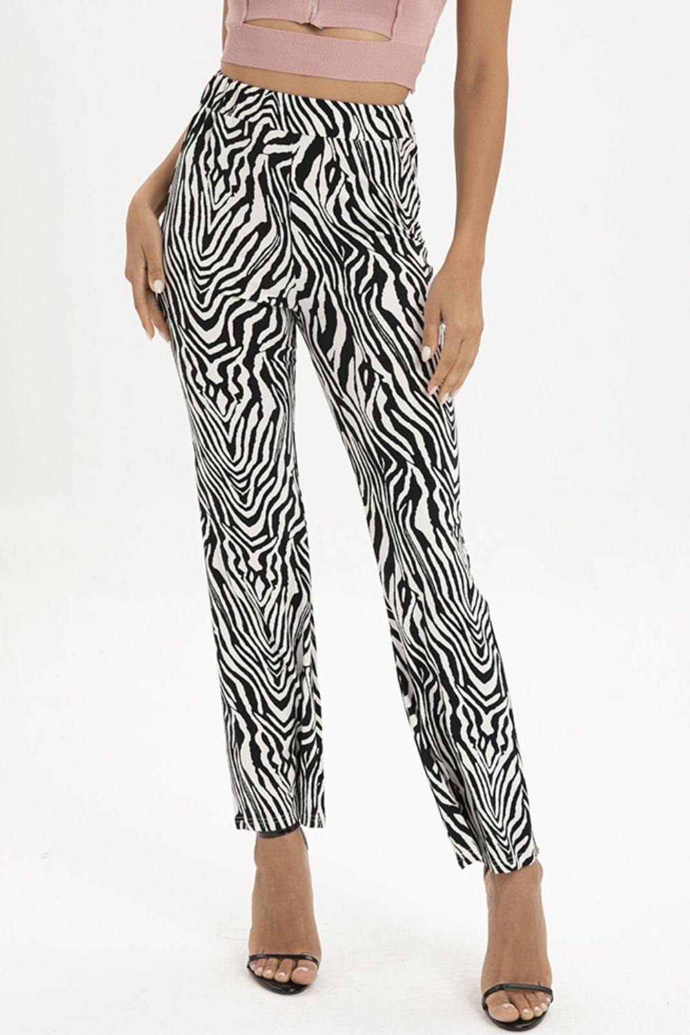 Zebra Print Straight Leg Pants - Flyclothing LLC