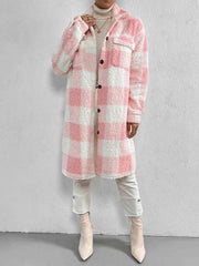 Plaid Collared Neck Button Down Coat - Trendsi