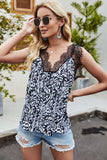 Leopard Spliced Lace Scalloped Tank - Trendsi - Flyclothing LLC