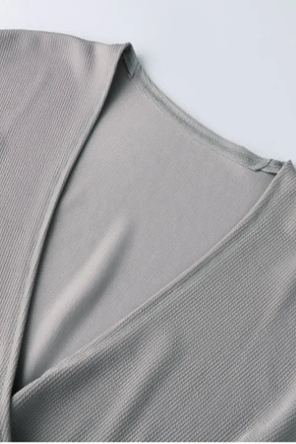 Ribbed Surplice Neck Slit Top - Trendsi - Flyclothing LLC